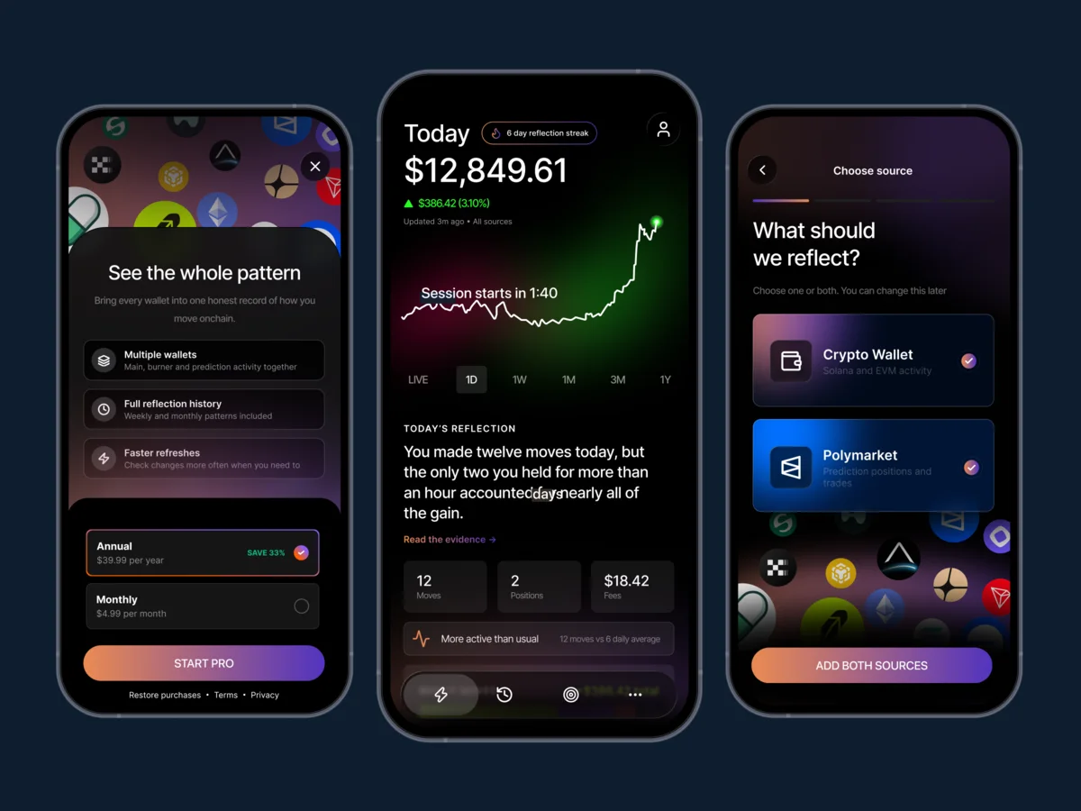 OnChain Reflection mobile app product design